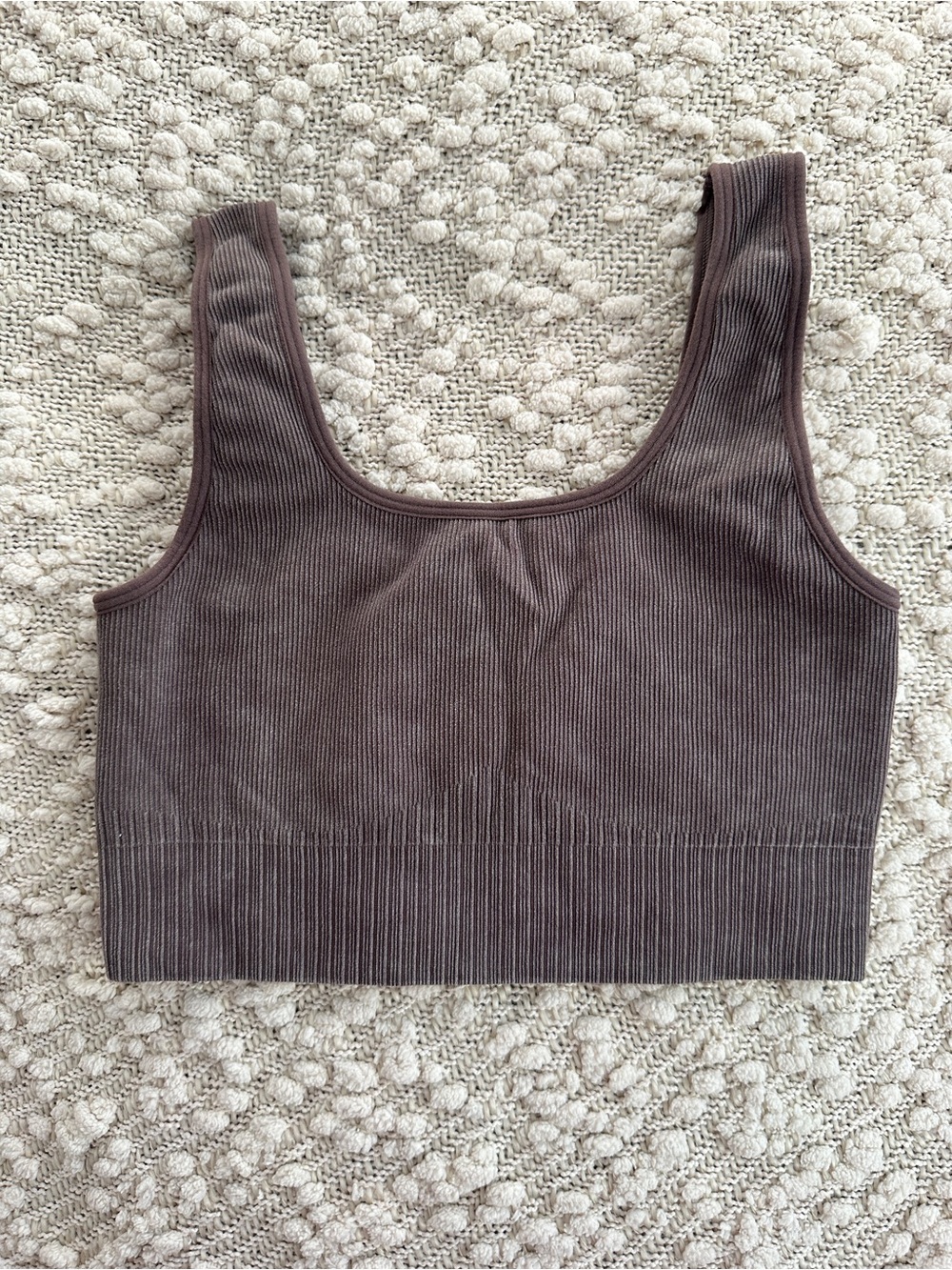 Target Brown Ribbed Seamless Sports Bra Scoop Neck Bralette Size S/M